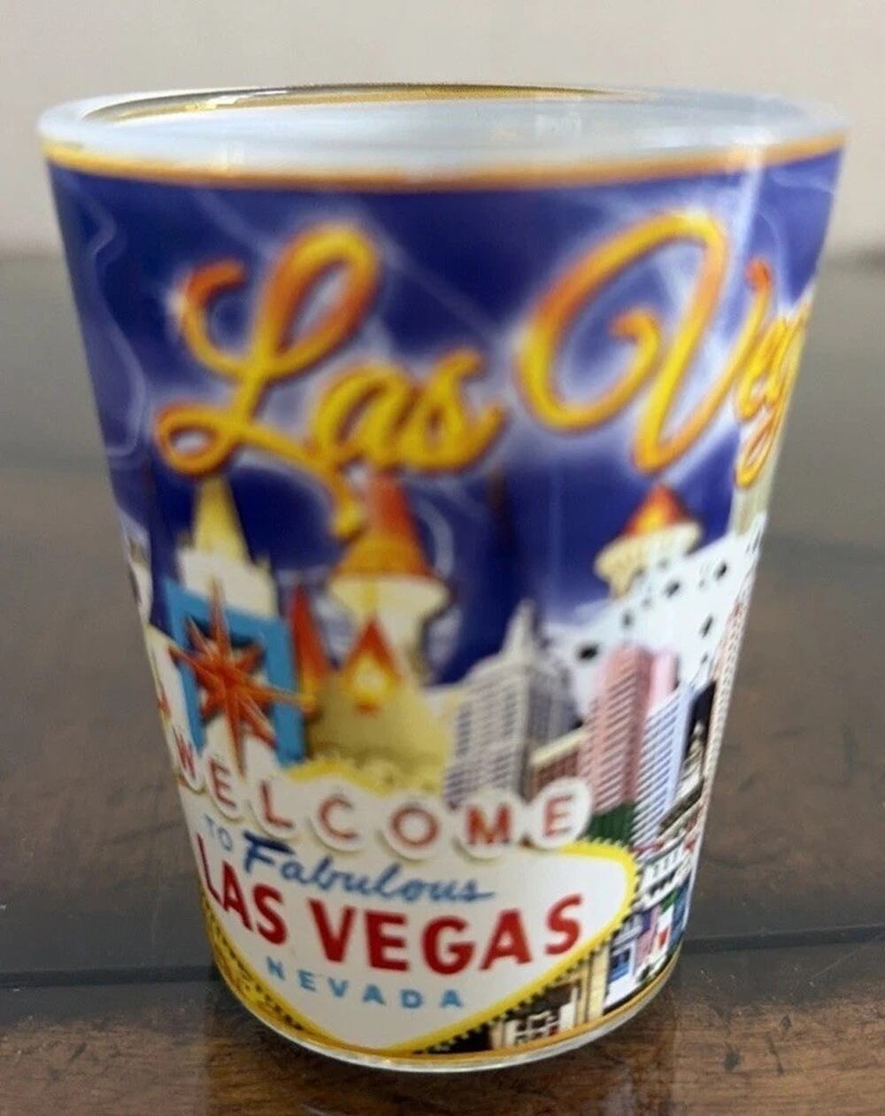 Las Vegas Nevada Dice Collage Black Shot Glass Gambling